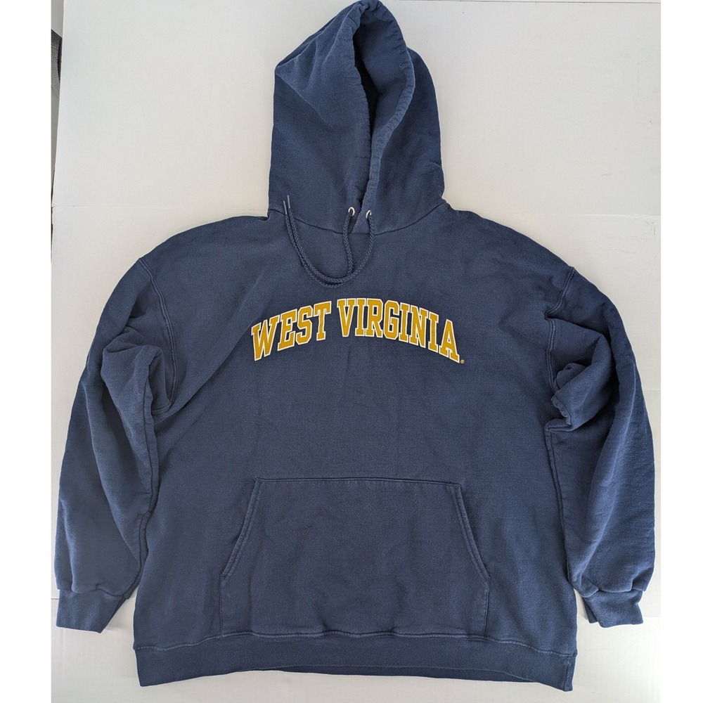 Hanes West Virginia WVU Mountaineers Hoodie XL Navy Vintage Y2K Ultimate Cotton